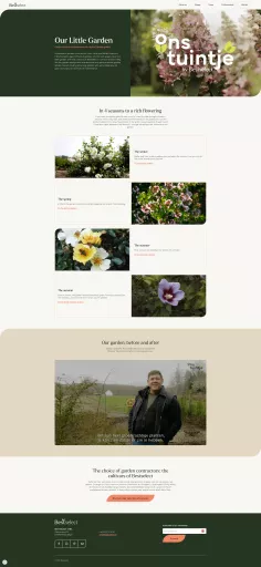 Screenshot of the redesigned Bestselect page our-little-garden, featuring an introduction about the floral company. Below, their range of floral cultivars is listed