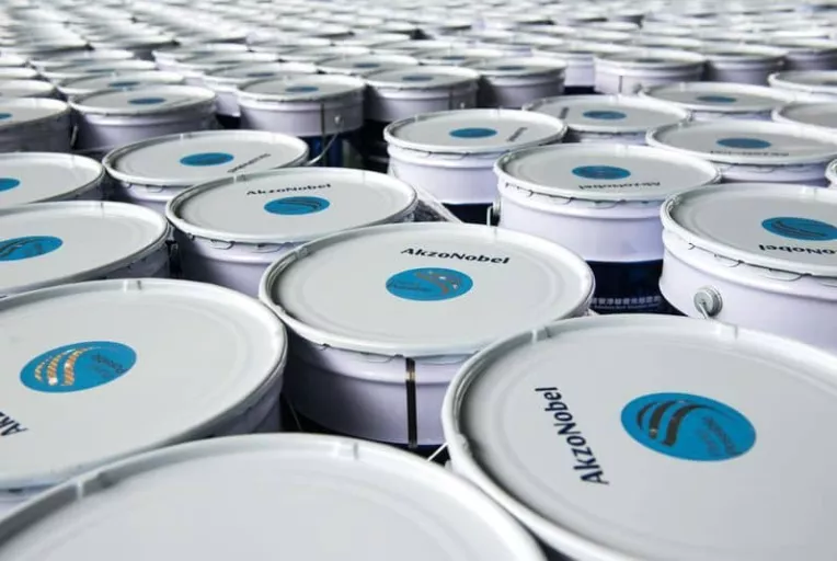 Paint cans branded 'AkzoNobel'